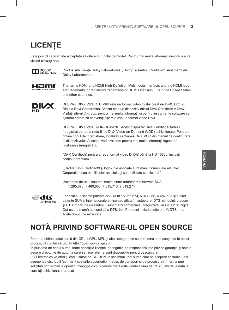 Licenţe, Notă privind software-ul open source | LG 65LA965V User Manual | Page 222 / 559