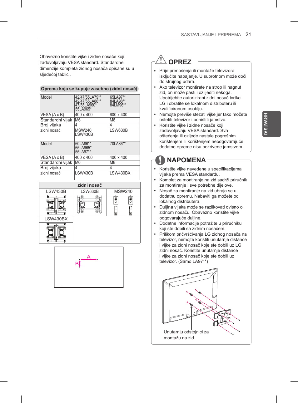 Oprez, Napomena | LG 65LA965V User Manual | Page 420 / 559