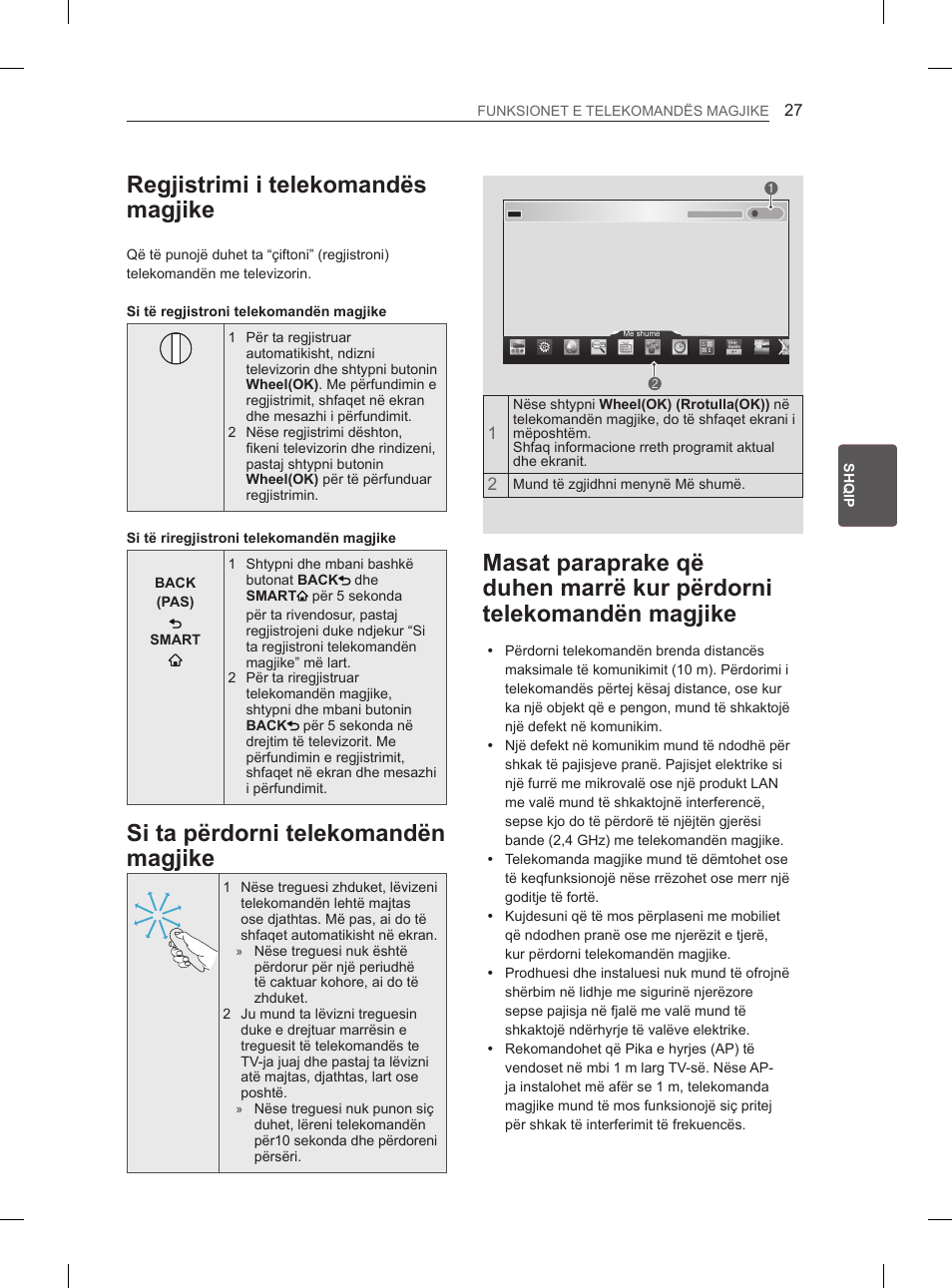 Regjistrimi i telekomandës magjike, Si ta përdorni telekomandën magjike | LG 65LA965V User Manual | Page 456 / 559