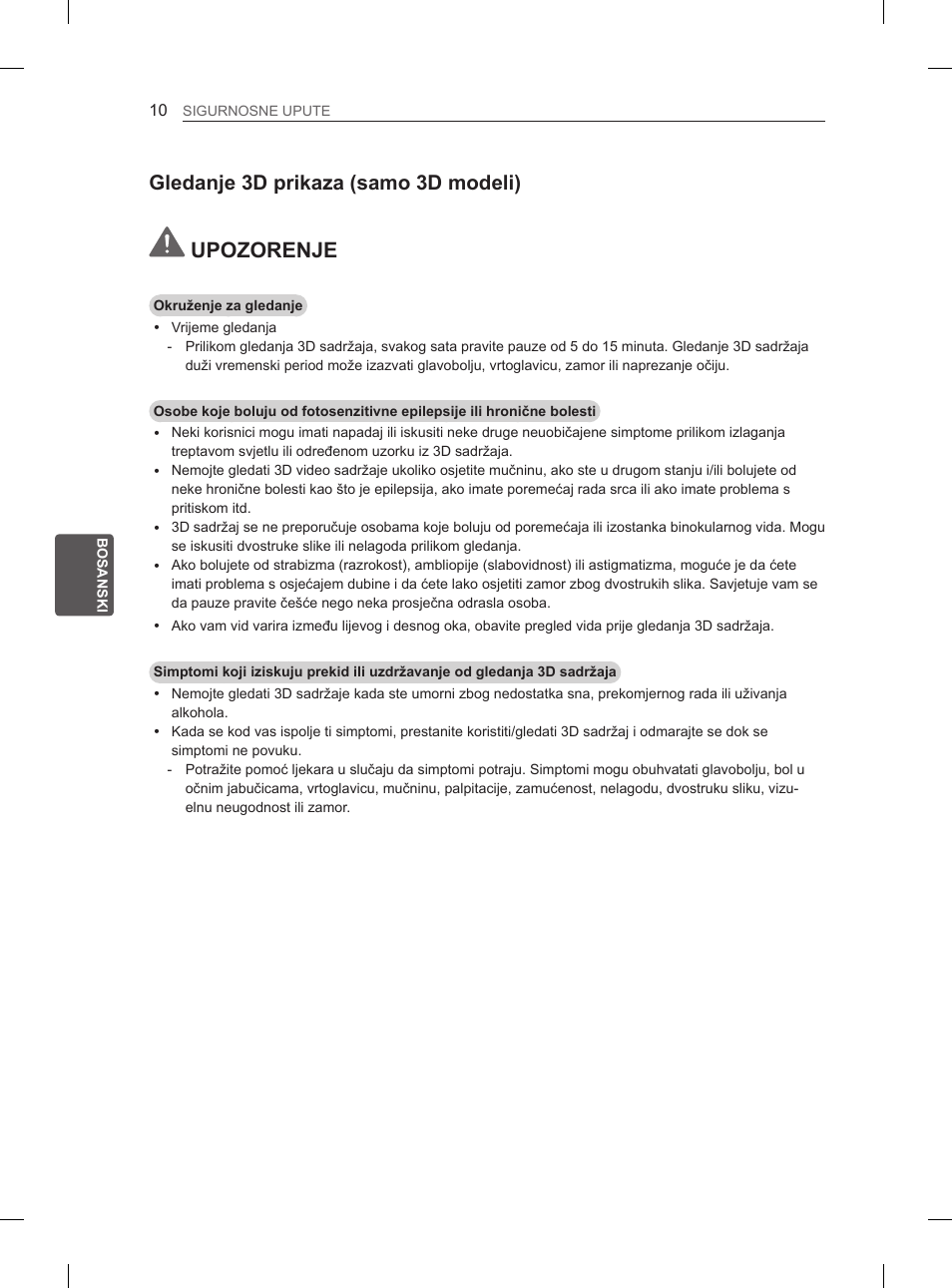Upozorenje, Gledanje 3d prikaza (samo 3d modeli) | LG 65LA965V User Manual | Page 469 / 559
