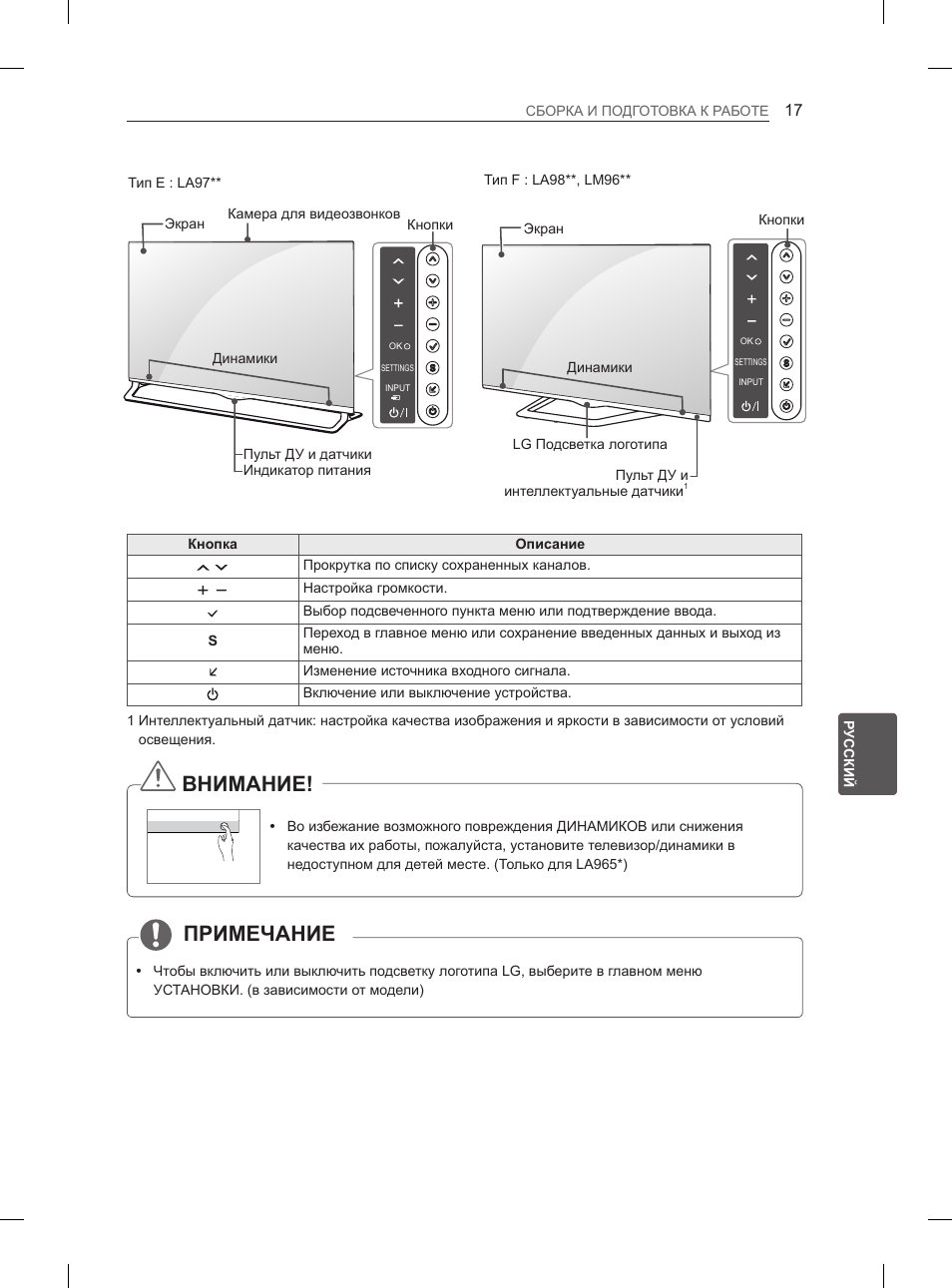 Примечание, Внимание | LG 65LA965V User Manual | Page 536 / 559