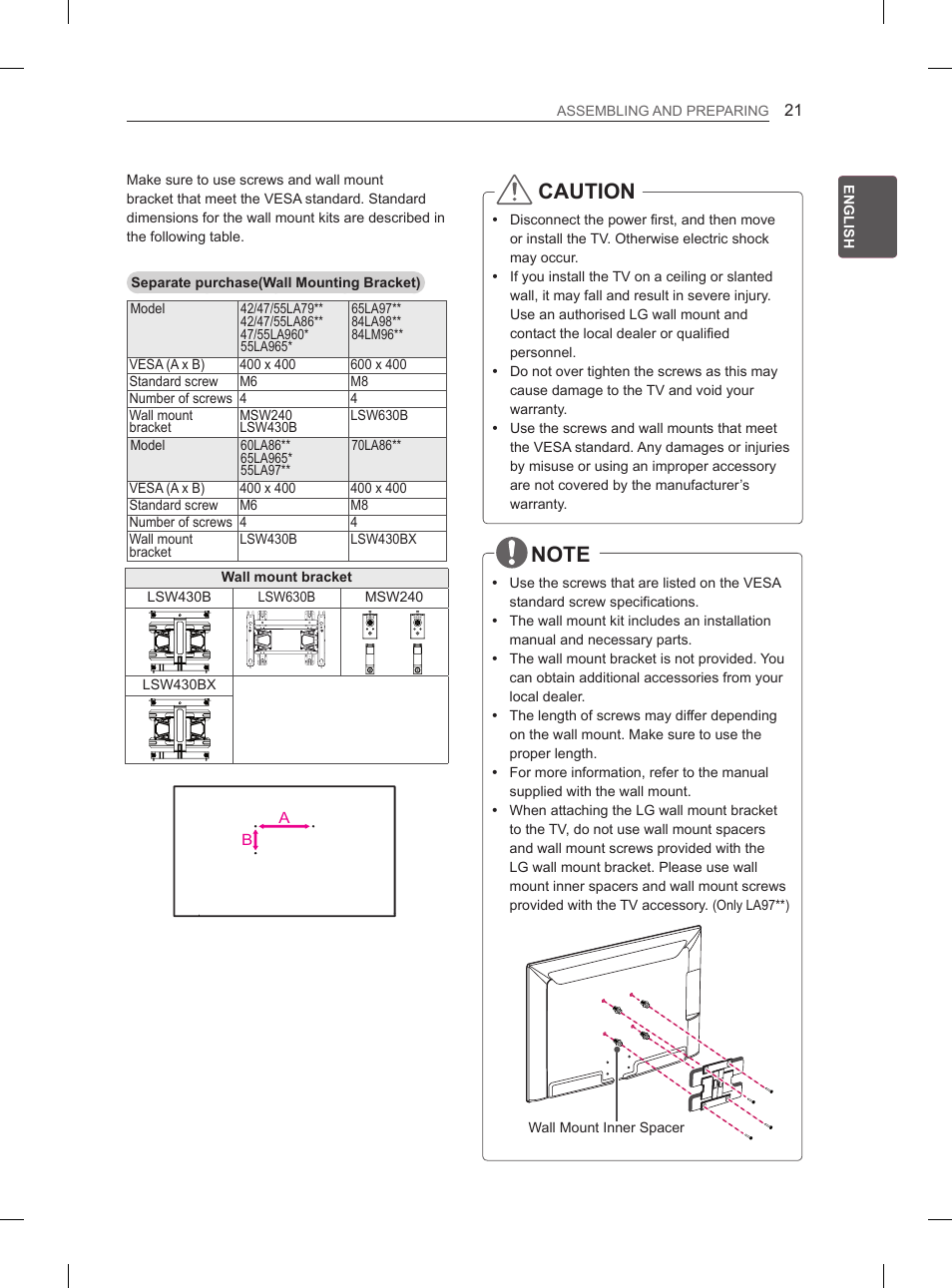 Caution | LG 65LA965V User Manual | Page 90 / 559