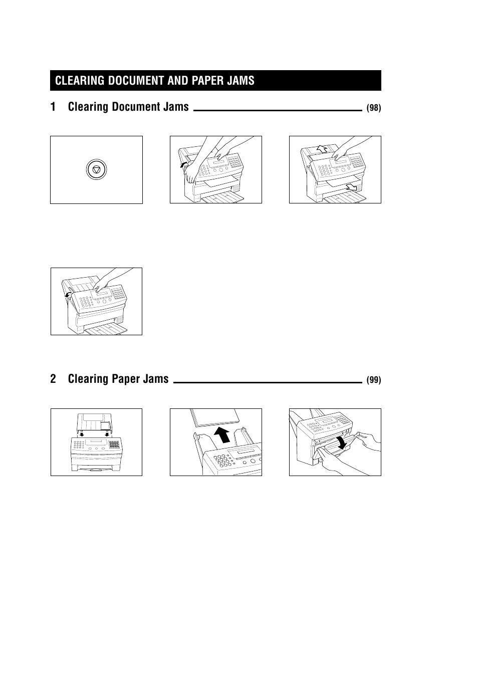 2clearing paper jams | Canon MultiPASS 10 User Manual | Page 14 / 16