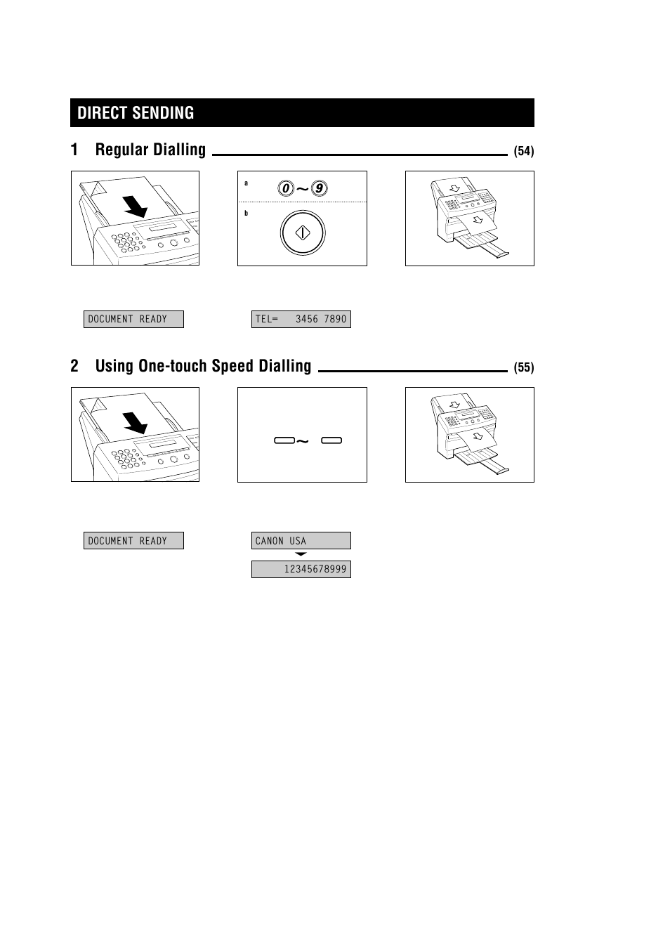 Direct sending 1 regular dialling, 2using one-touch speed dialling | Canon MultiPASS 10 User Manual | Page 4 / 16