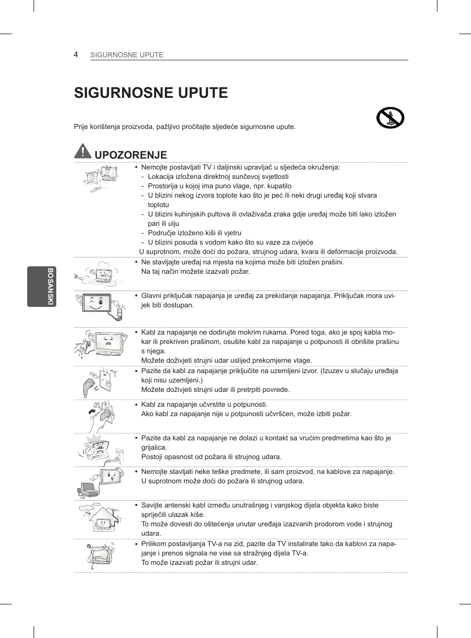 Sigurnosne upute, Upozorenje | LG 42CS460 User Manual | Page 320 / 396