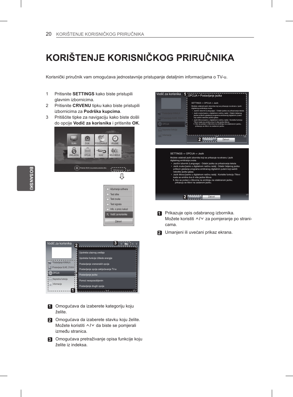 Korištenje korisničkog priručnika, Bos bosanski korištenje korisničkog priručnika | LG 42CS460 User Manual | Page 336 / 396