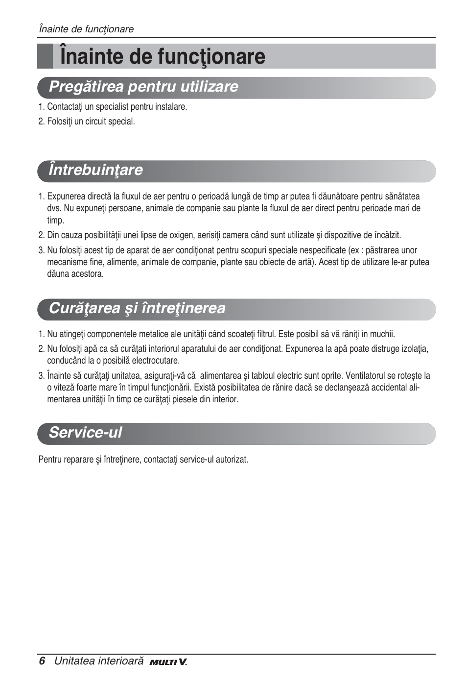 Înainte de funcţionare | LG ARNU07GB3G2 User Manual | Page 126 / 193