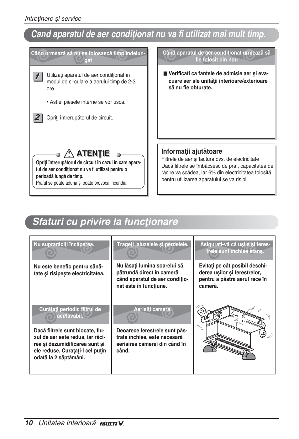 Sfaturi cu privire la funcţionare, Atenţie | LG ARNU07GB3G2 User Manual | Page 130 / 193