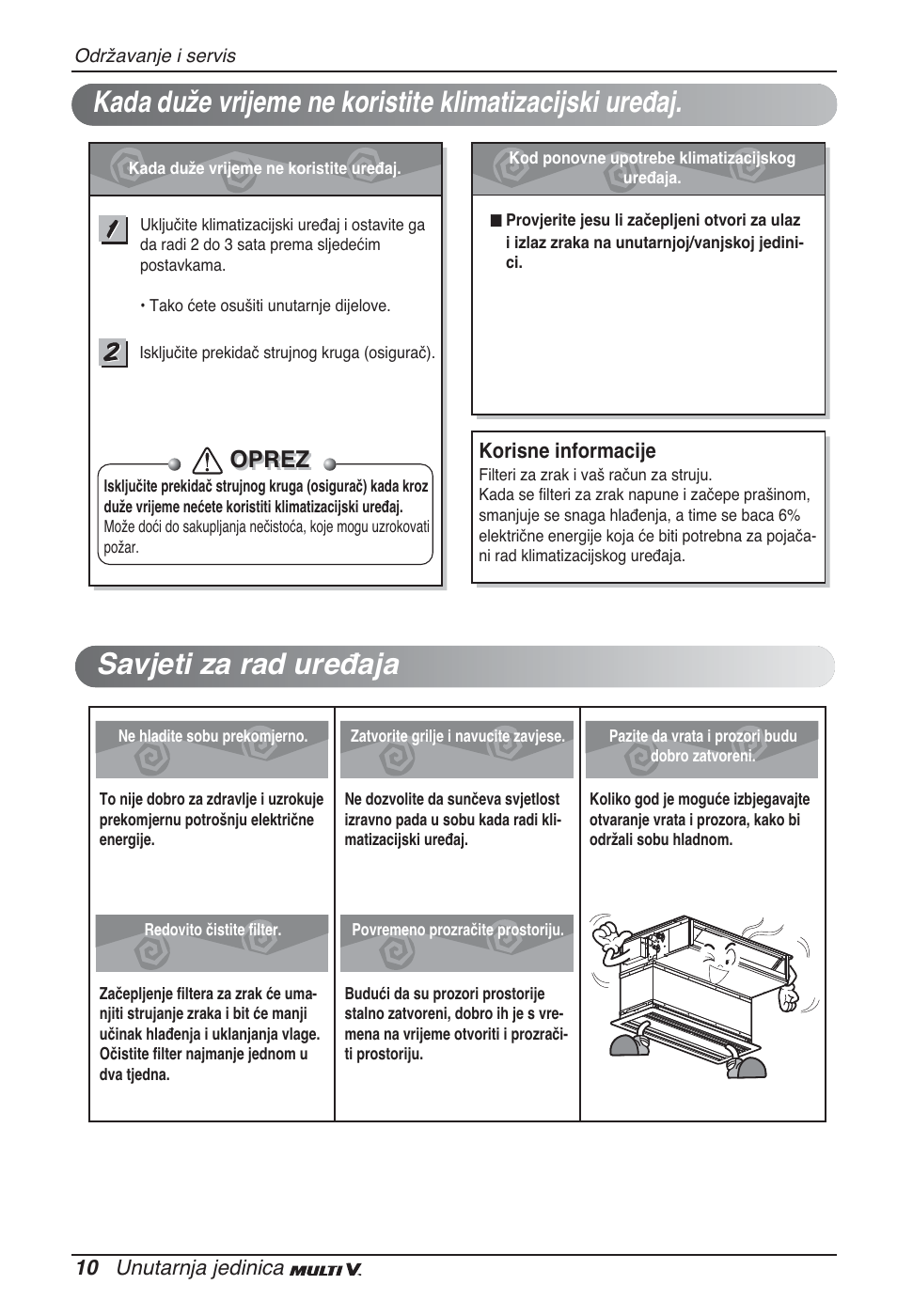 Savjeti za rad uređaja, Oprez | LG ARNU07GB3G2 User Manual | Page 166 / 193