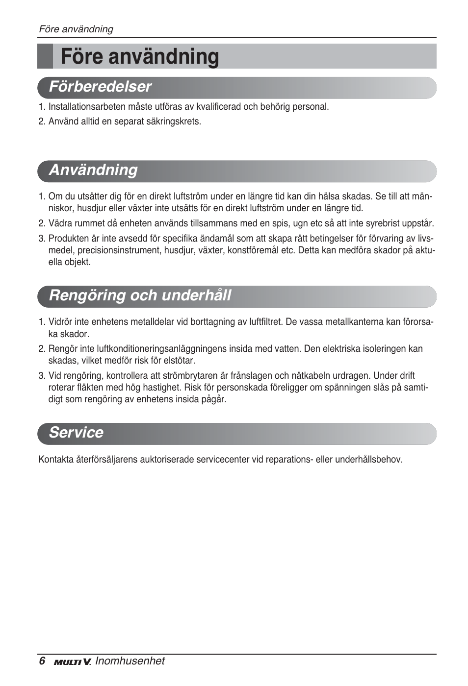 Före användning | LG ARNU07GB3G2 User Manual | Page 174 / 193