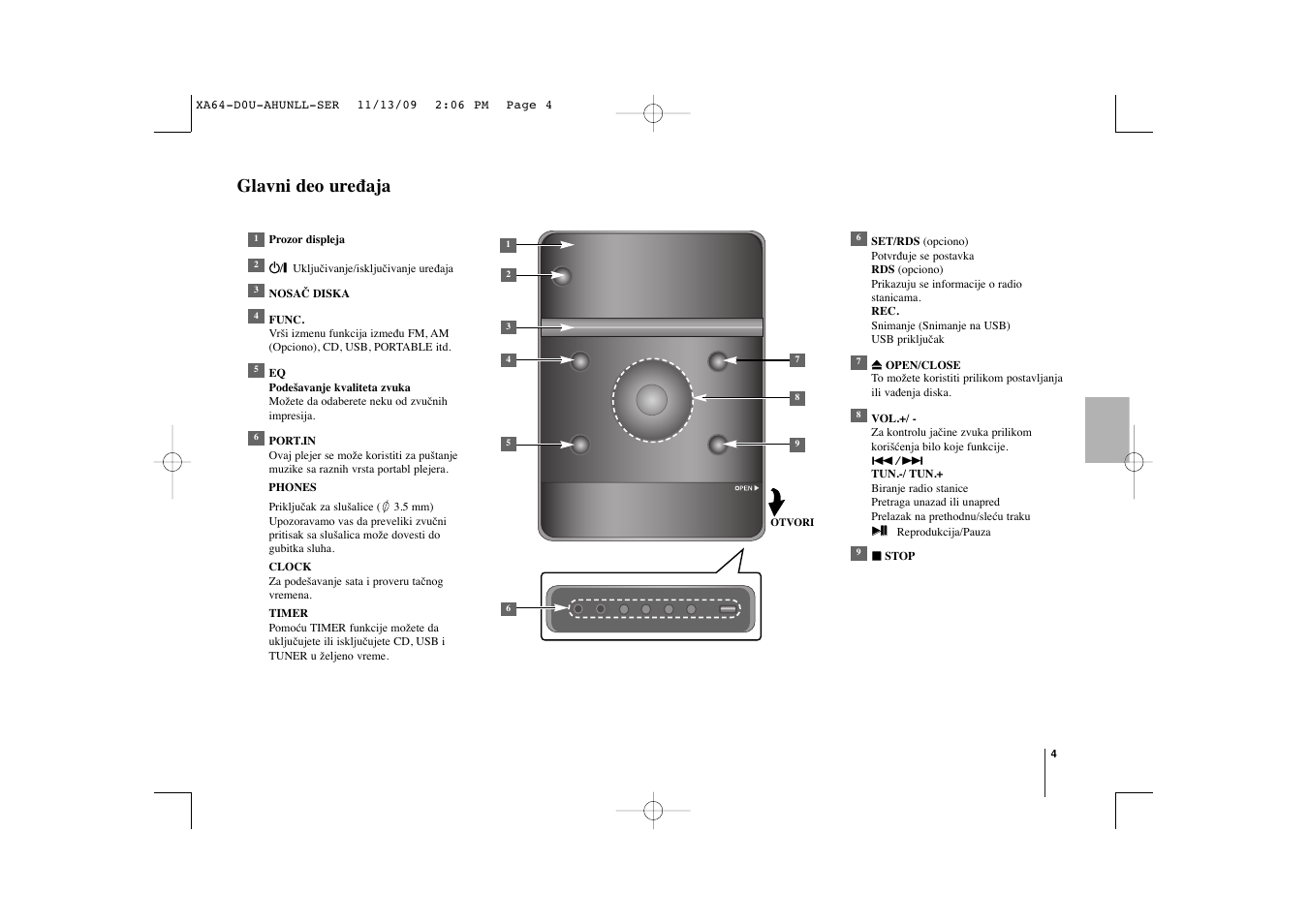 Glavni deo ure œaja | LG XA64 User Manual | Page 45 / 104