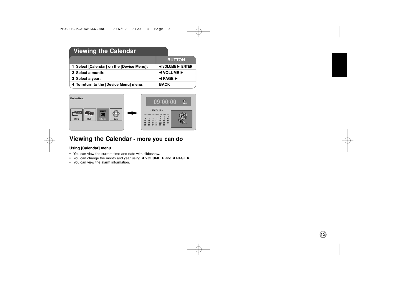 Viewing the calendar, More you can do | LG PF391 User Manual | Page 13 / 80