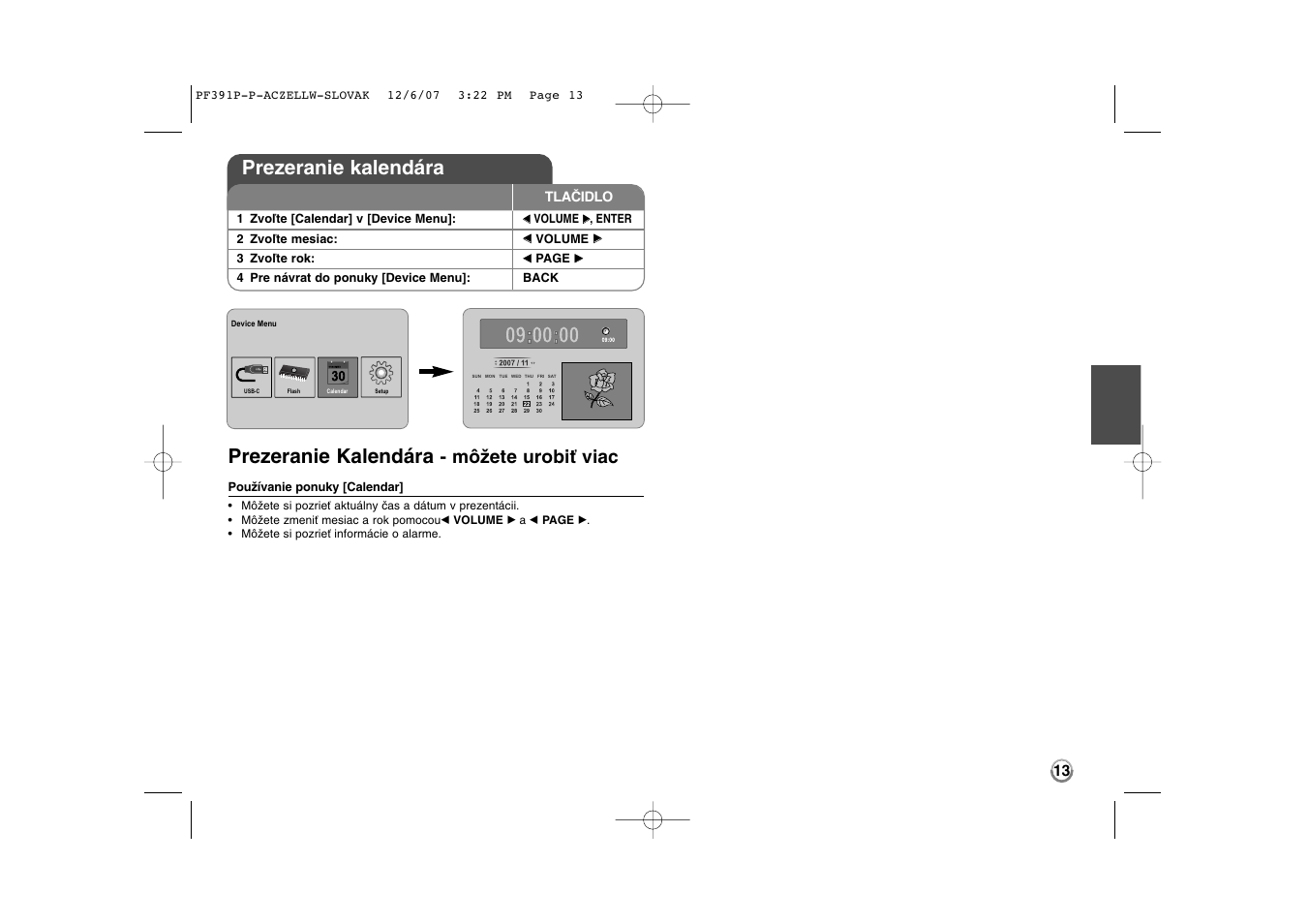 Prezeranie kalendára, Môžete urobiť viac | LG PF391 User Manual | Page 45 / 80