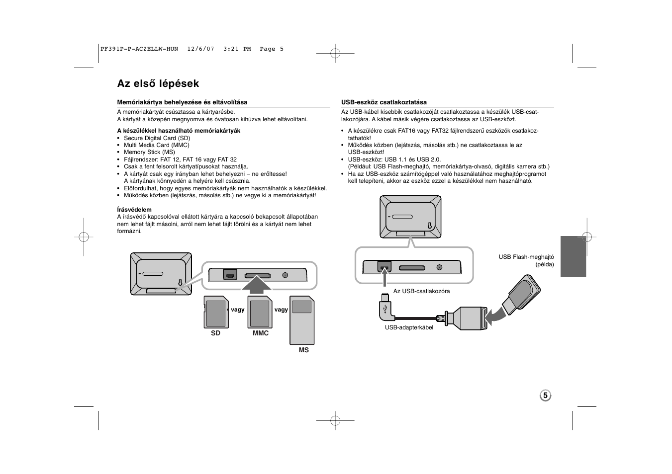 Az első lépések | LG PF391 User Manual | Page 53 / 80