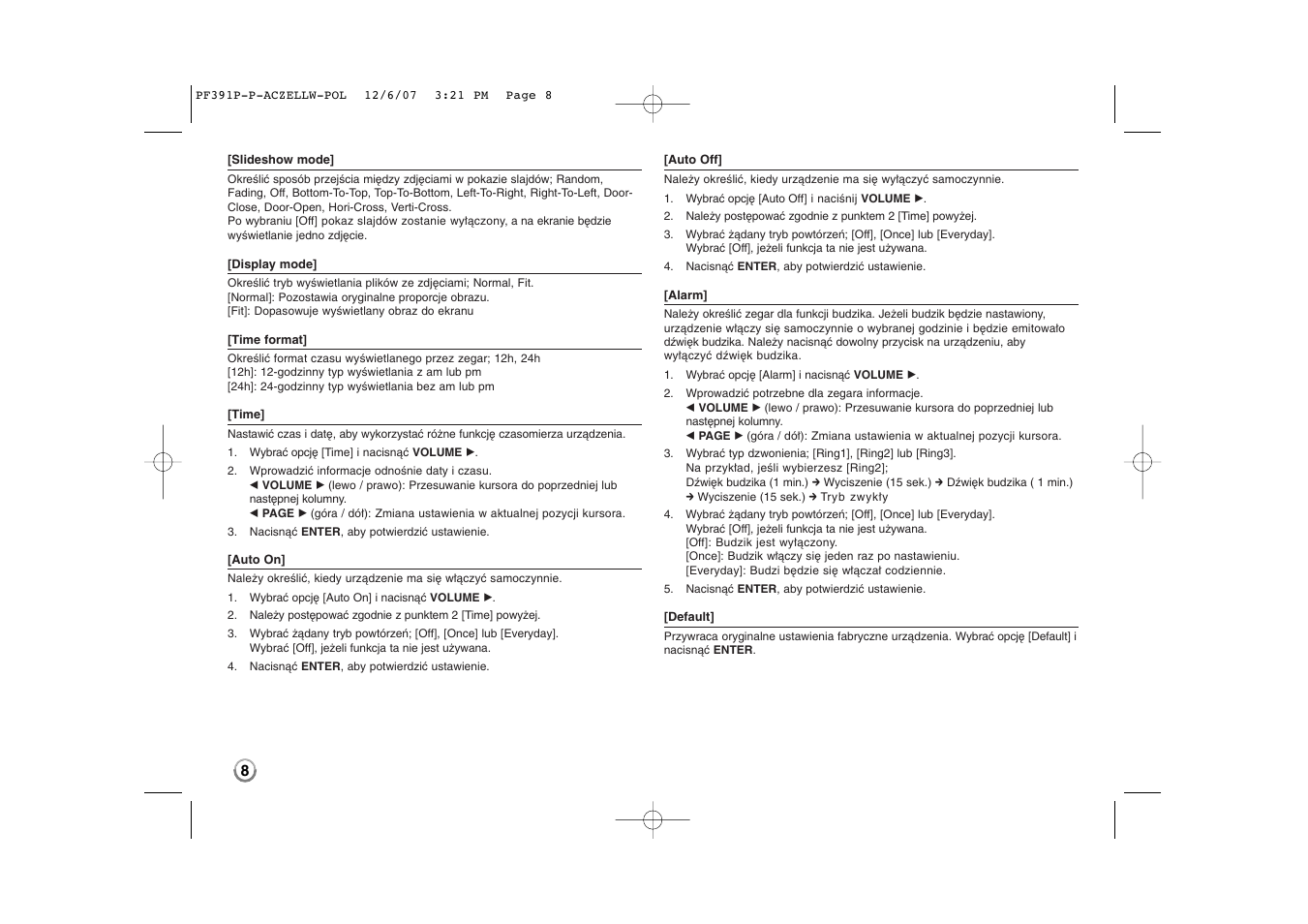 LG PF391 User Manual | Page 72 / 80