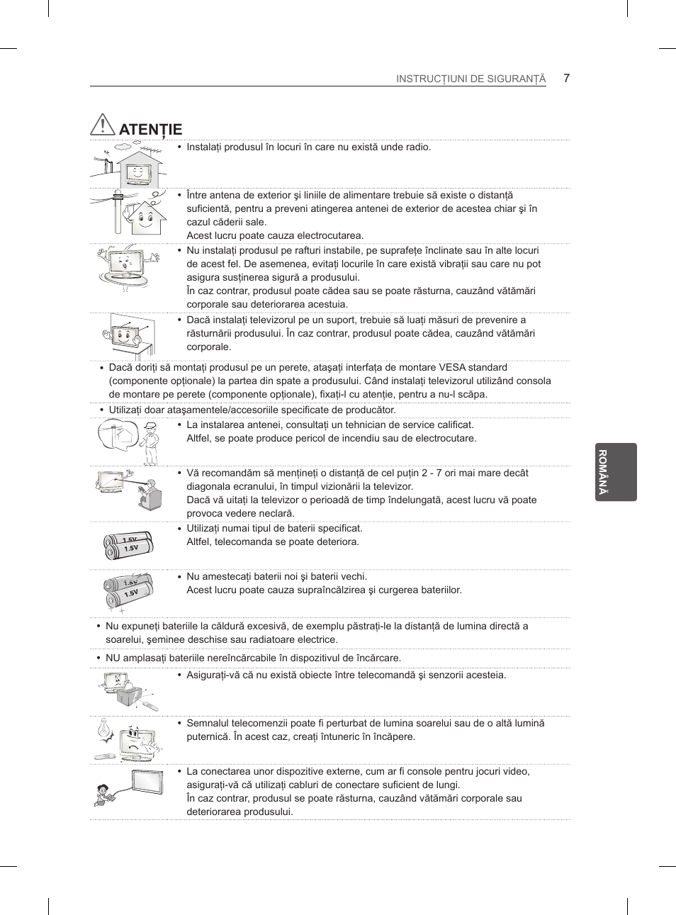 Atenţie | LG 26LN450B User Manual | Page 114 / 375