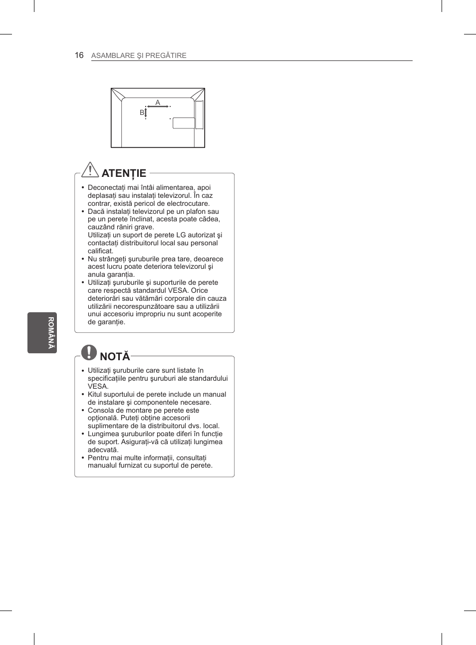 Atenţie, Notă | LG 26LN450B User Manual | Page 123 / 375