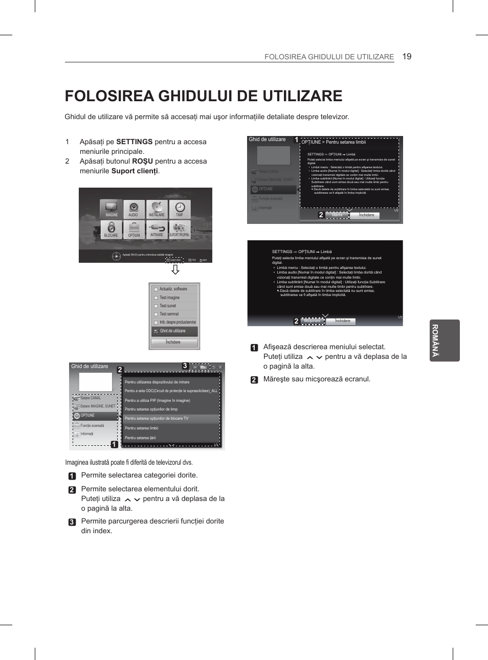 Folosirea ghidului de utilizare, Ro română folosirea ghidului de utilizare | LG 26LN450B User Manual | Page 126 / 375