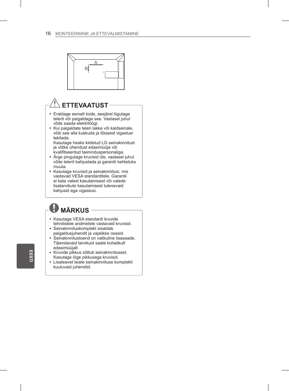 Ettevaatust, Märkus | LG 26LN450B User Manual | Page 163 / 375