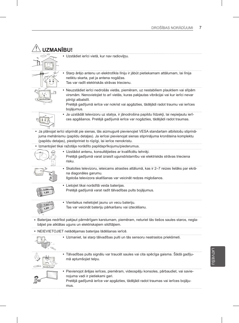Uzmanību | LG 26LN450B User Manual | Page 194 / 375