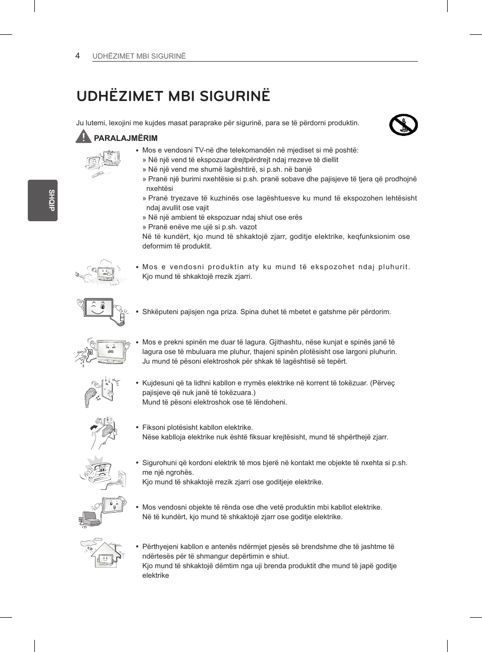 Udhëzimet mbi sigurinë | LG 26LN450B User Manual | Page 251 / 375