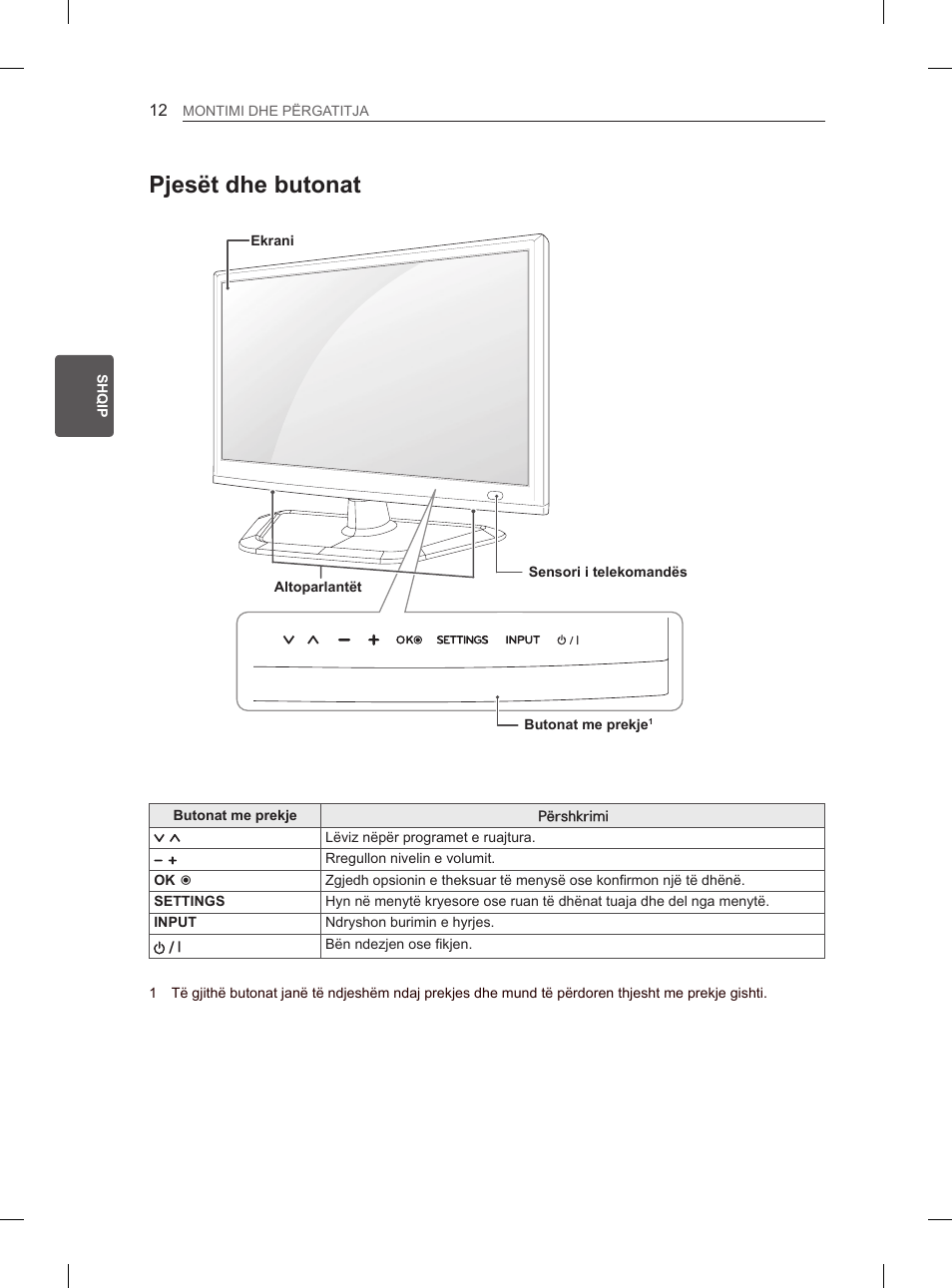 Pjesët dhe butonat | LG 26LN450B User Manual | Page 259 / 375