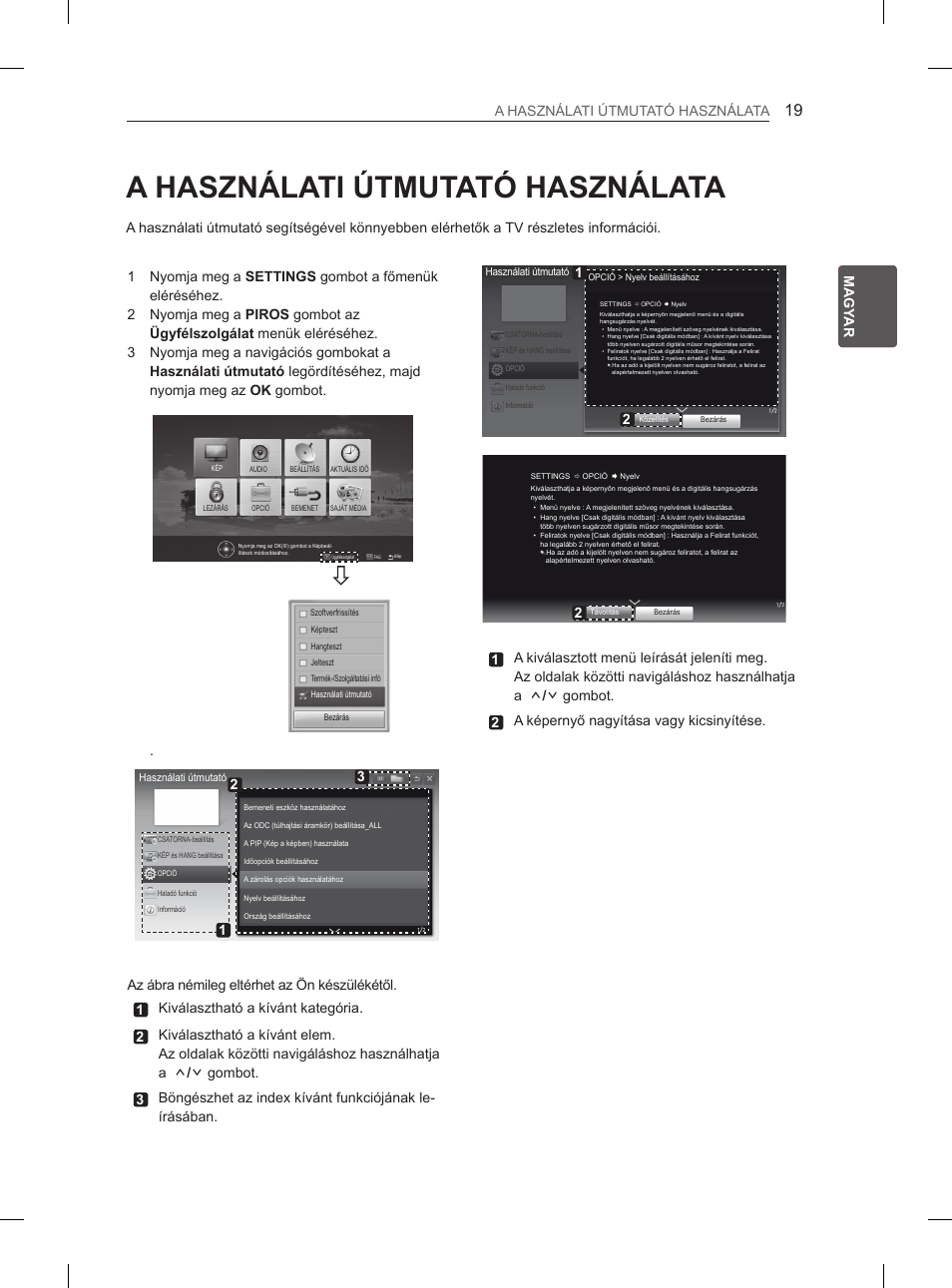 A használati útmutató használata, Hun magy ar a használati útmutató használata | LG 26LN450B User Manual | Page 46 / 375