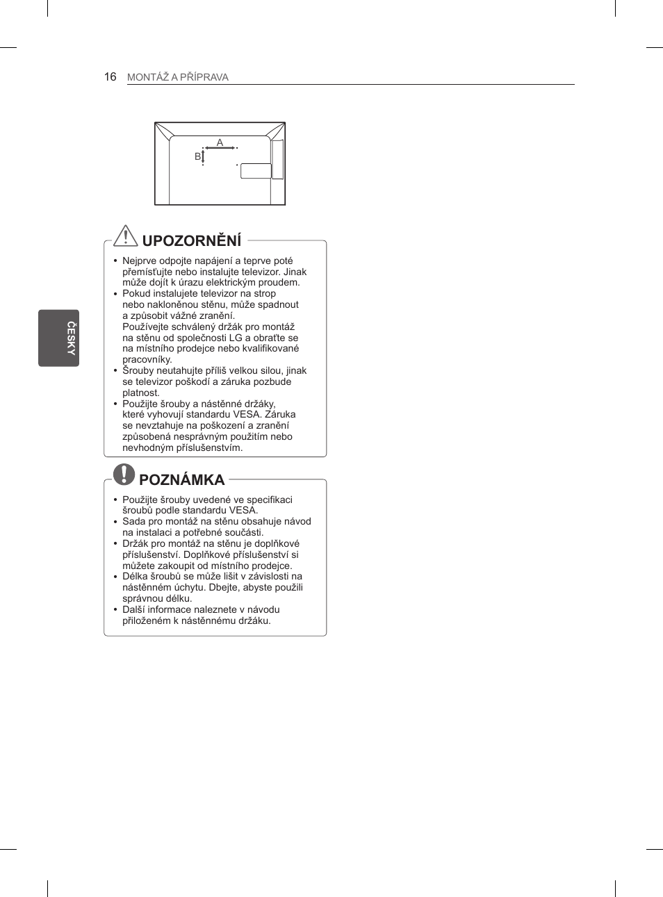 Upozornění, Poznámka | LG 26LN450B User Manual | Page 83 / 375