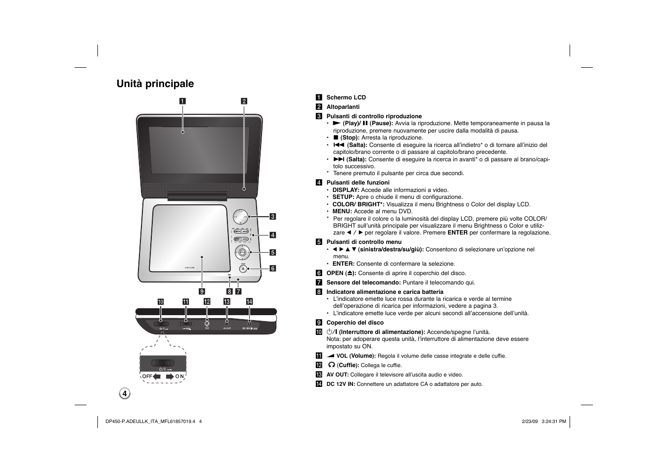 Unità principale | LG DP450 User Manual | Page 46 / 84