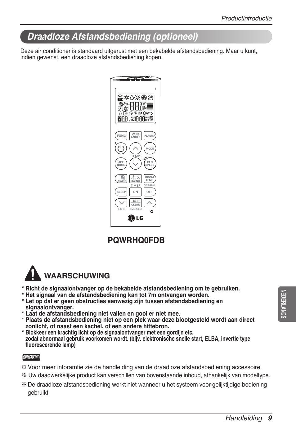 Draadloze afstandsbediening (optioneel), Pqwrhq0fdb | LG UB60 User Manual | Page 177 / 457