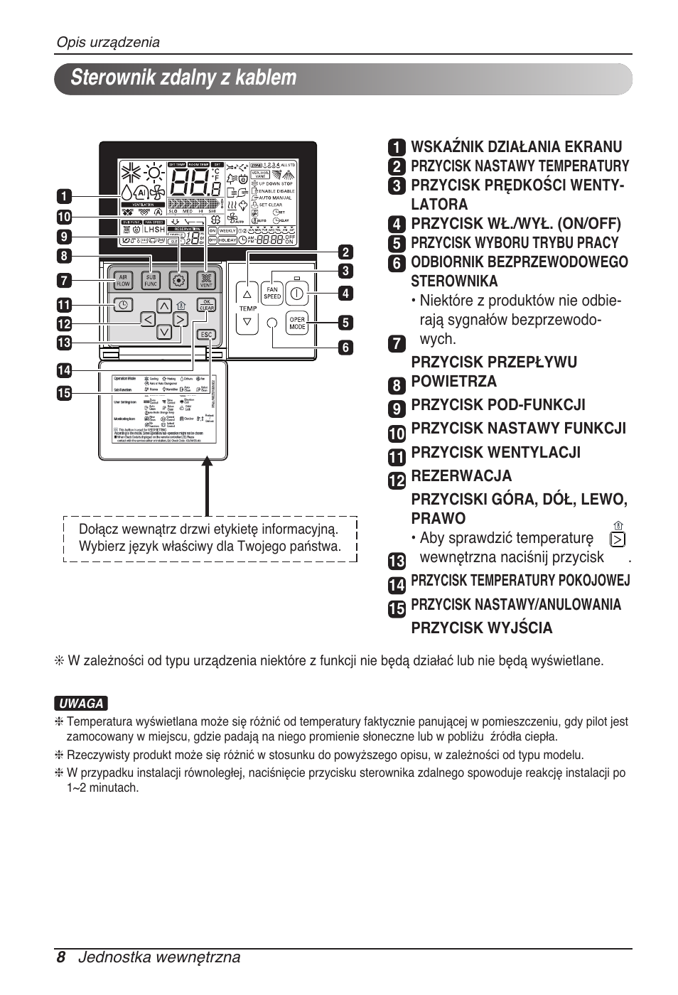 Sterownik zdalny z kablem | LG UB60 User Manual | Page 200 / 457