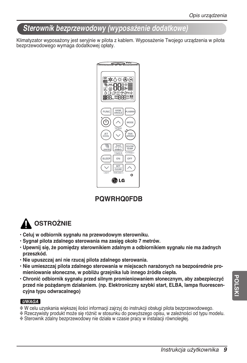 Sterownik bezprzewodowy (wyposażenie dodatkowe), Pqwrhq0fdb | LG UB60 User Manual | Page 201 / 457