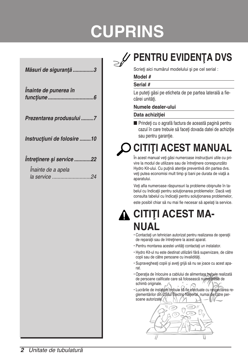 Cuprins, Pentru evidenţa dvs, Citiţi acest manual | Citiţi acest ma- nual | LG UB60 User Manual | Page 218 / 457