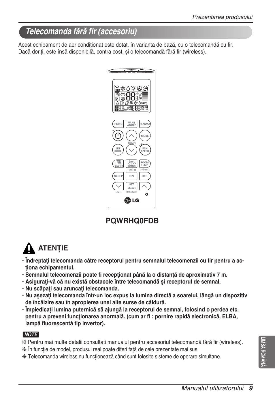 Telecomanda fără fir (accesoriu), Pqwrhq0fdb | LG UB60 User Manual | Page 225 / 457