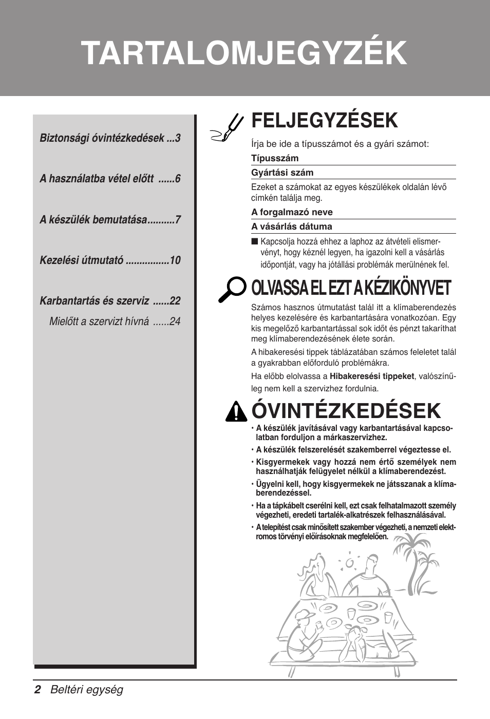 Tartalomjegyzék, Feljegyzések, Olvassa el ezt a kézikönyvet | Óvintézkedések | LG UB60 User Manual | Page 266 / 457