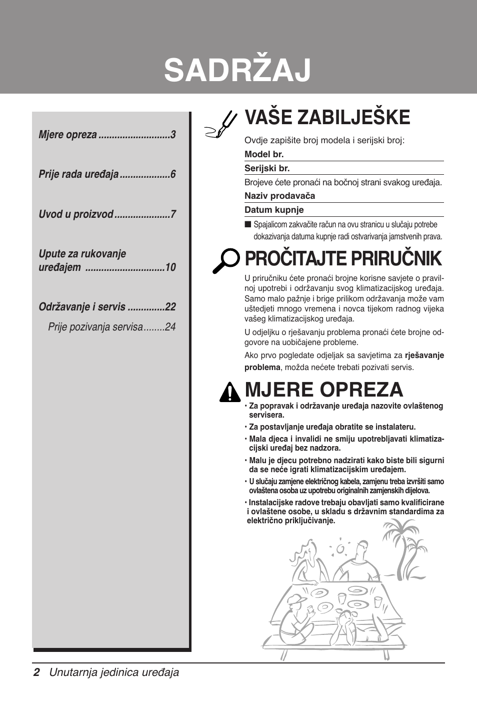 Sadržaj, Vaše zabilješke, Pročitajte priručnik | Mjere opreza | LG UB60 User Manual | Page 338 / 457