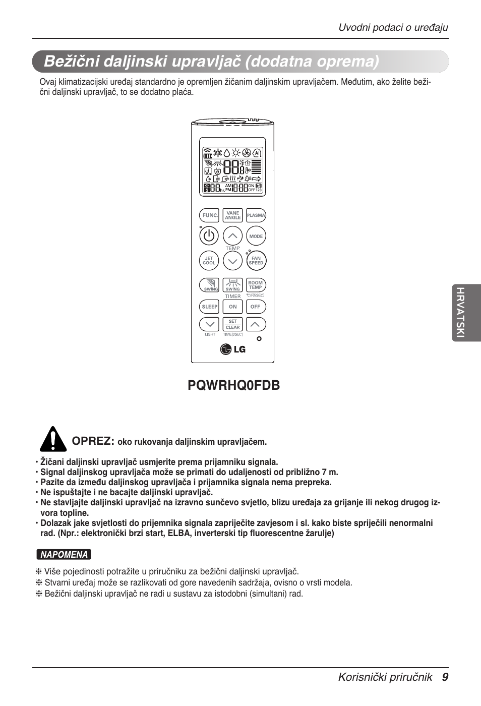 Bežični daljinski upravljač (dodatna oprema), Pqwrhq0fdb | LG UB60 User Manual | Page 345 / 457