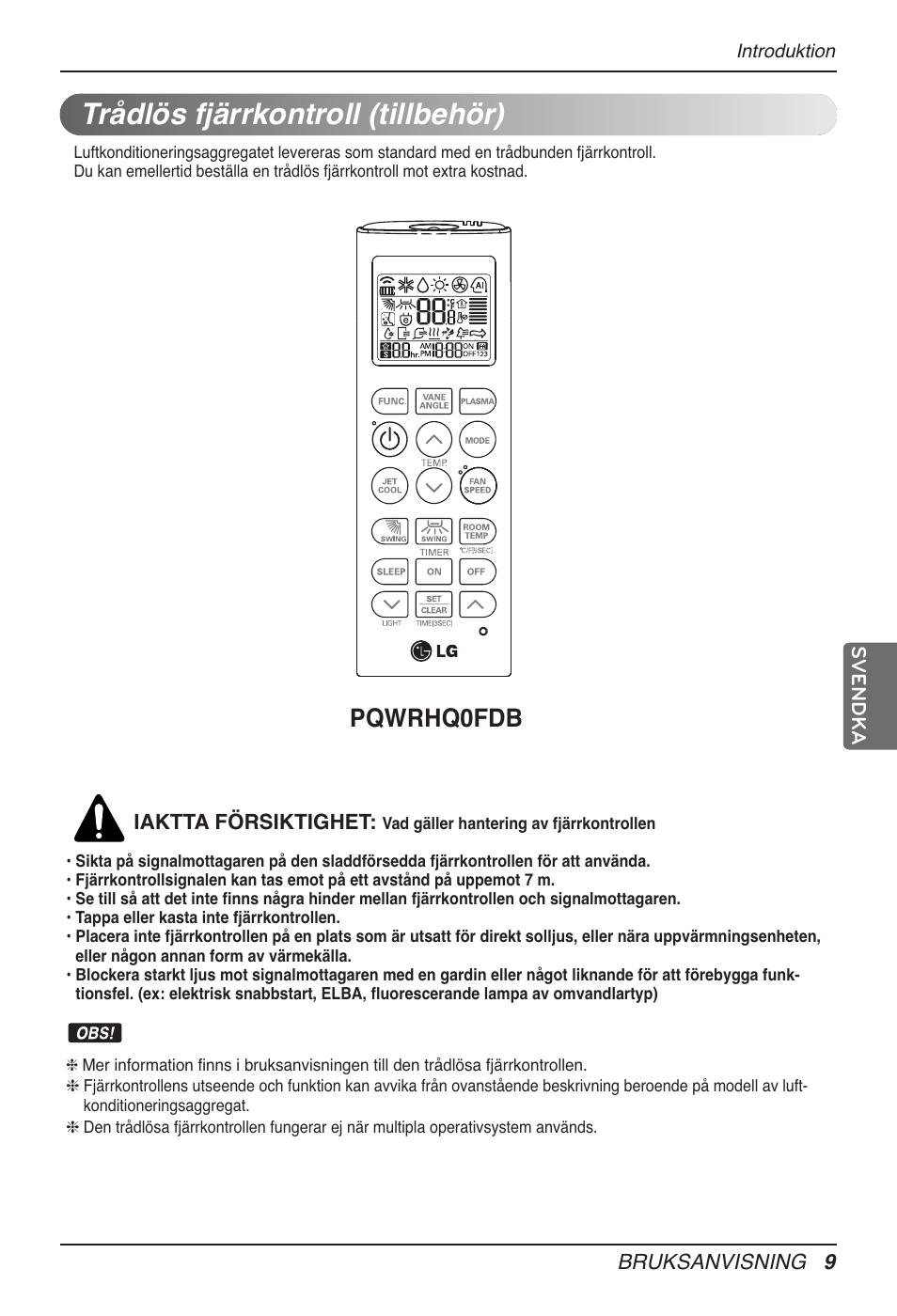 Trådlös fjärrkontroll (tillbehör), Pqwrhq0fdb | LG UB60 User Manual | Page 369 / 457