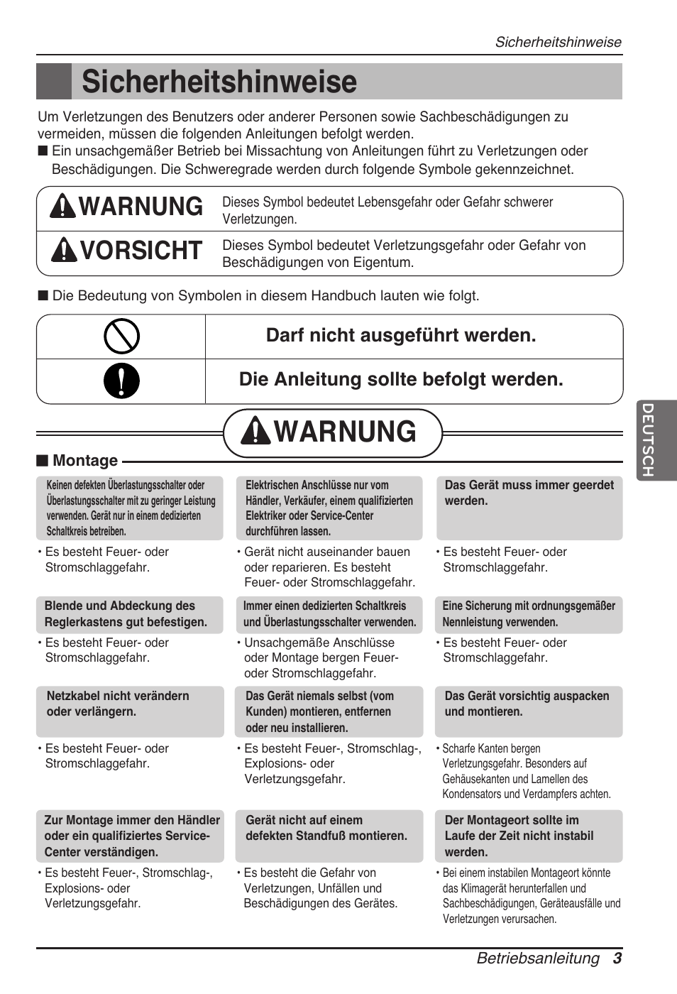 Sicherheitshinweise, Warnung, Warnung vorsicht | LG UB60 User Manual | Page 99 / 457