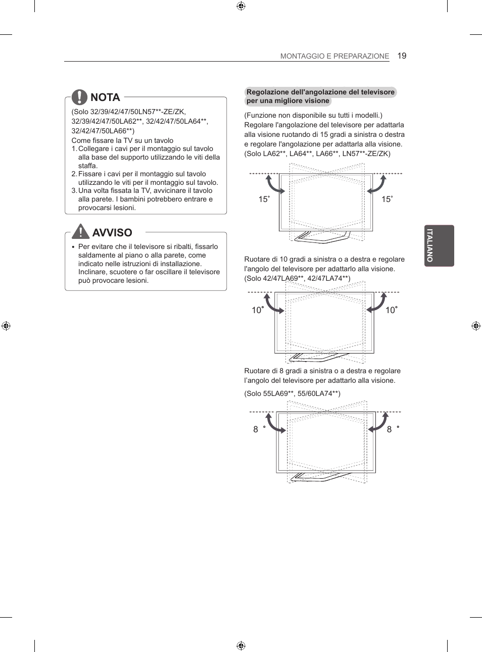 Nota, Avviso | LG 50LN575S User Manual | Page 115 / 328