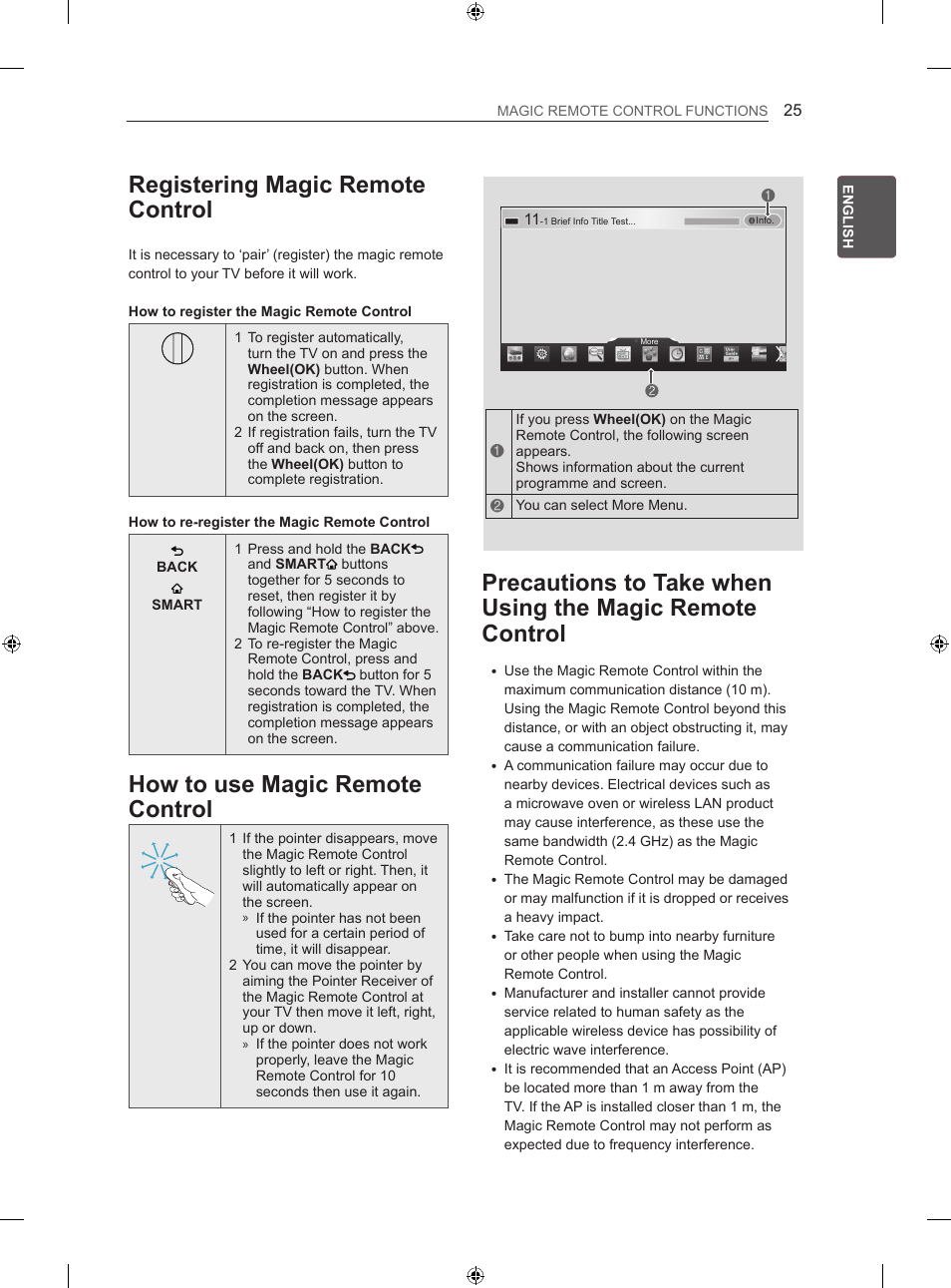 Registering magic remote control, How to use magic remote control | LG 50LN575S User Manual | Page 31 / 328