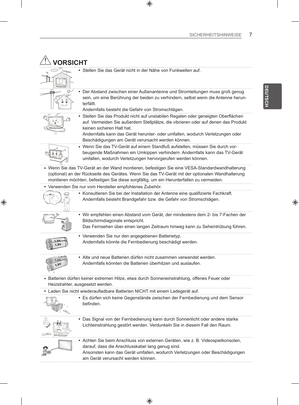 Vorsicht | LG 50LN575S User Manual | Page 43 / 328