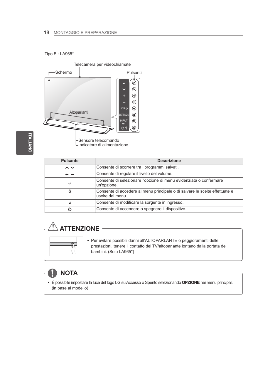 Nota, Attenzione | LG 55LA965V User Manual | Page 151 / 327