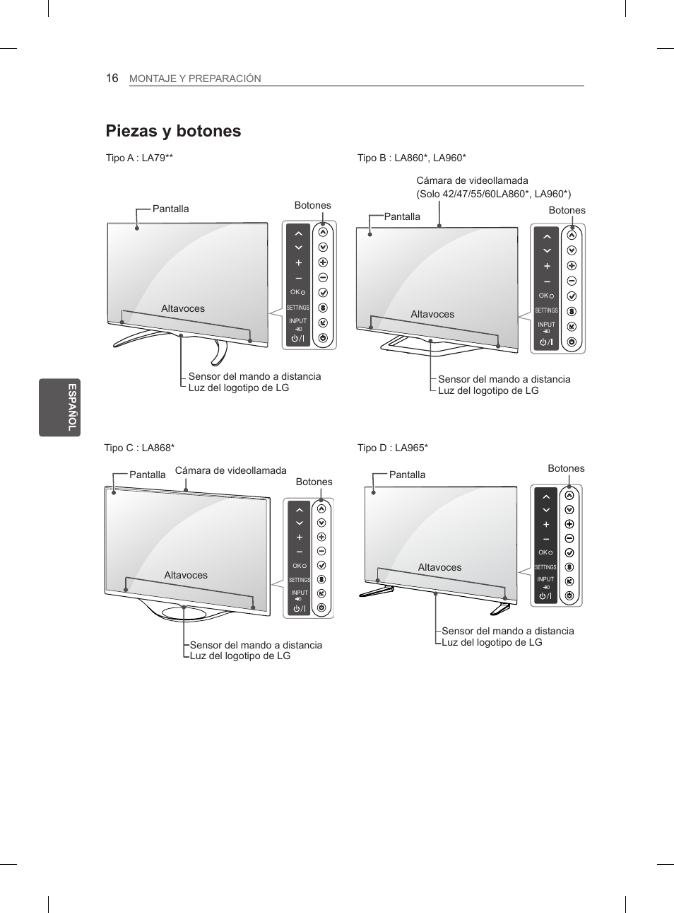 Piezas y botones | LG 55LA965V User Manual | Page 185 / 327