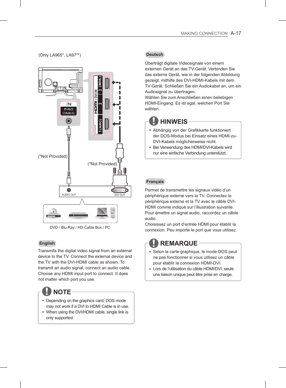 Hinweis, Remarque | LG 55LA965V User Manual | Page 20 / 327
