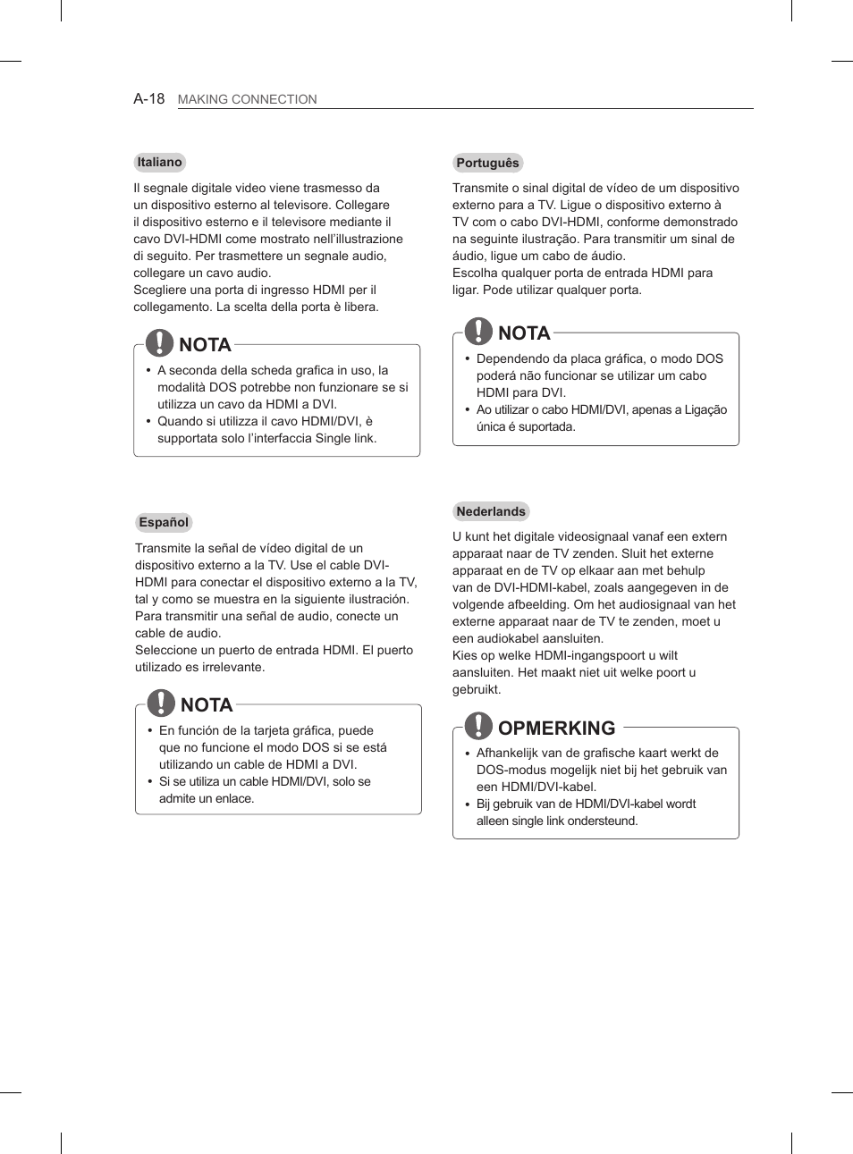 Nota, Opmerking | LG 55LA965V User Manual | Page 21 / 327