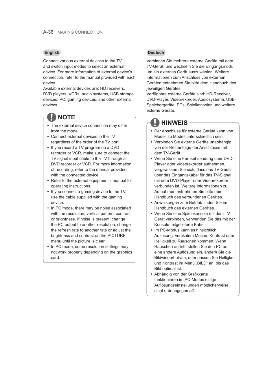Hinweis | LG 55LA965V User Manual | Page 39 / 327