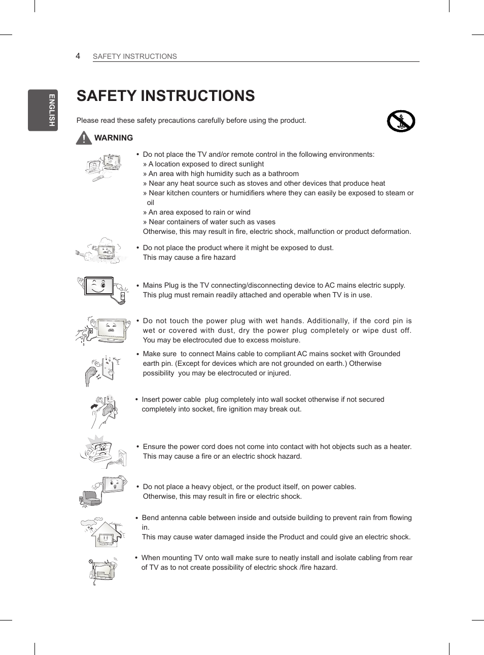 Safety instructions | LG 55LA965V User Manual | Page 47 / 327