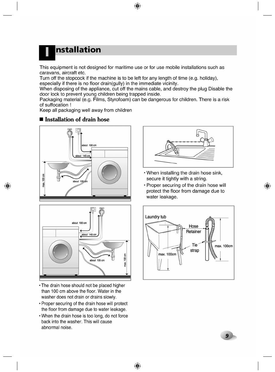 Nstallation | LG F84882WH User Manual | Page 9 / 32