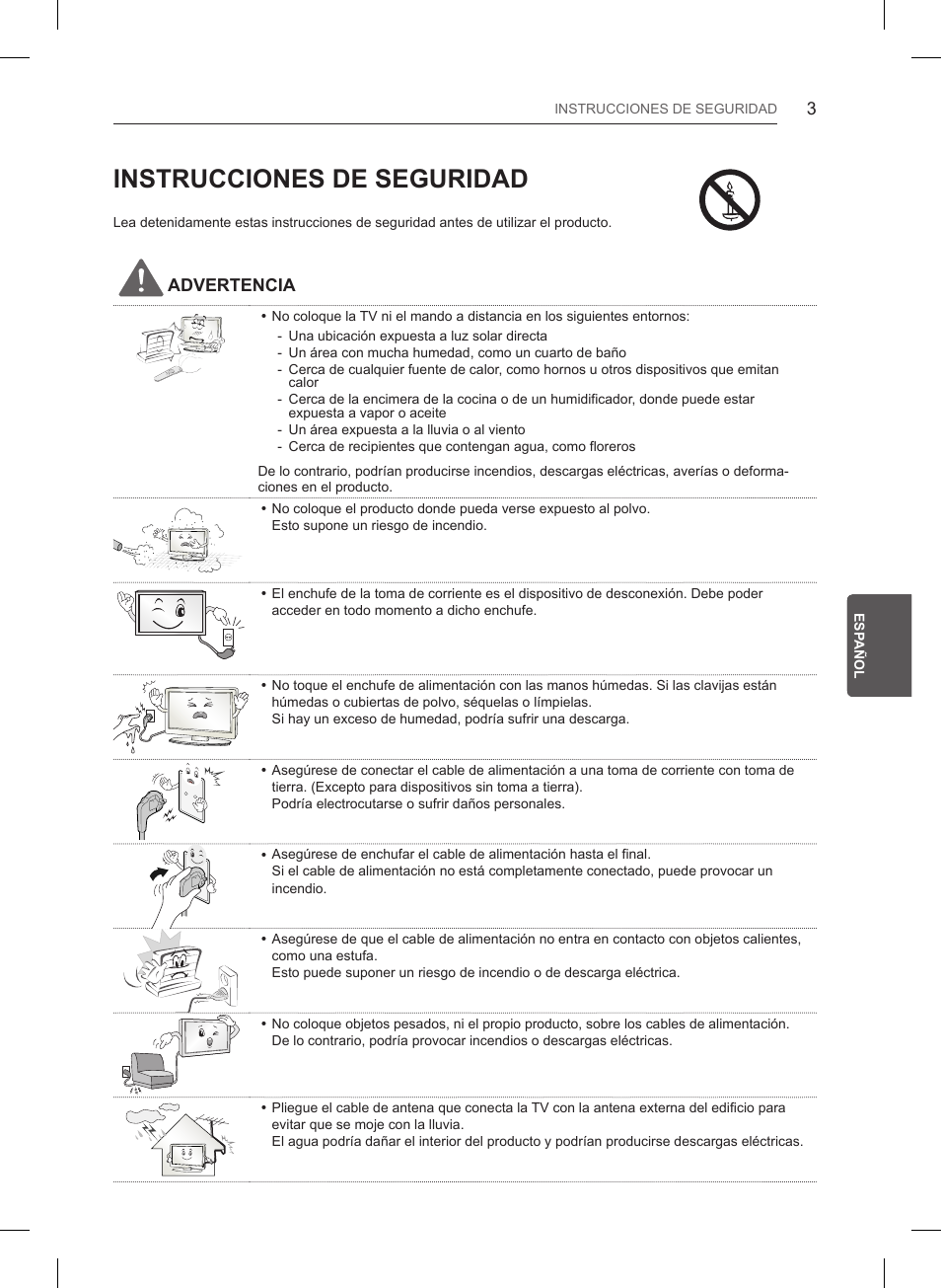 Instrucciones de seguridad, Advertencia | LG 32LB561B User Manual | Page 144 / 291